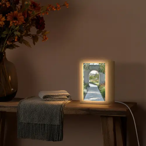 Doorkijk - Pad - Beton - Landschap Light Box met kabel (Wandlamp) klein -sfeer4