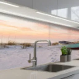 Rustiek - Roeiboot - Zandstrand keuken achterwand 2 middel -3d_schuin