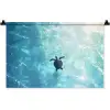 Schildpad - Zee - Blauw - Schittering Wandkleed katoen klein -zz3d