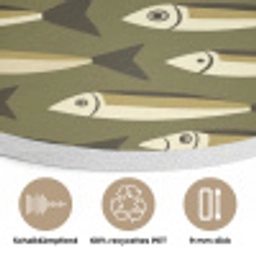 Vis - Patroon - Groen Akoestische PET Vilt - Rond klein 838 -closeup_DE