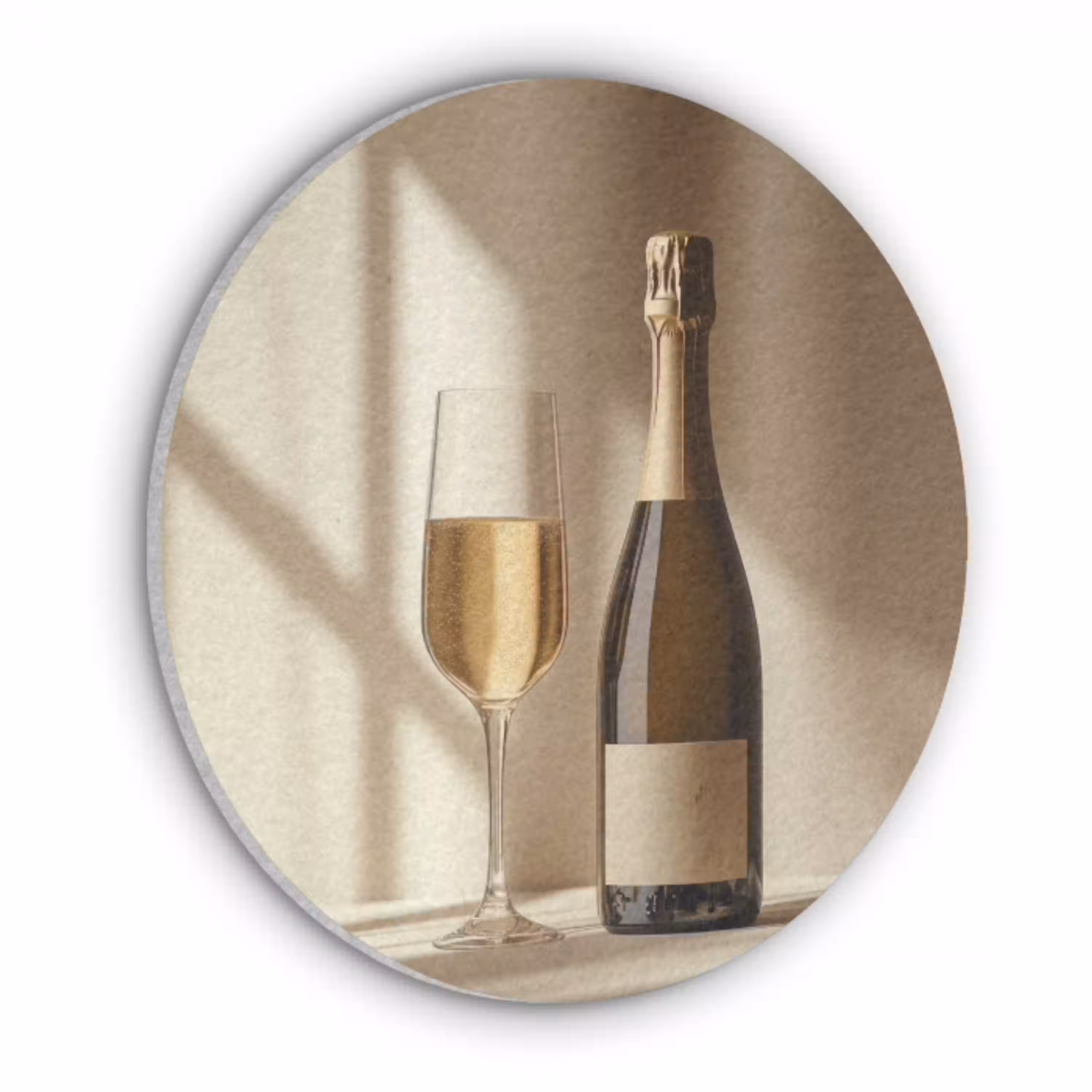 Champagne - Beige - Schaduw - Bubbels Akoestische PET Vilt - Rond klein -3d
