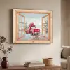 Doorkijk - Auto - Kerst - Cadeaus - Winter - Landschap Textielframe - compleet frame klein -sfeer3
