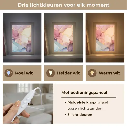 Marmer - Kleurrijk Light Box met kabel (Tafellamp) klein -USP_lichtkleurNL