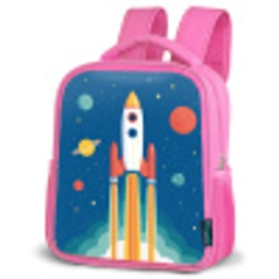 Raket - Planeten - Ruimte Kinderrugzak - Roze middel -schuin