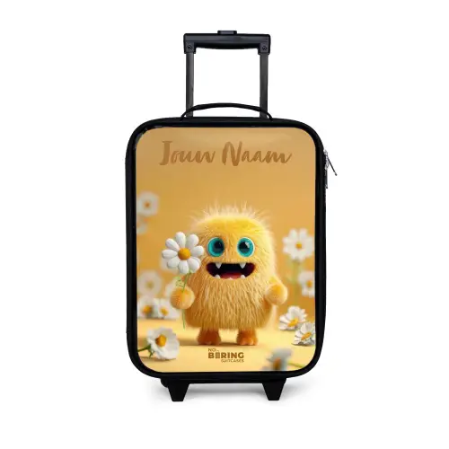 Monster - Wezen - Bloem - Geel Kinderkoffer - Zwart klein -3d