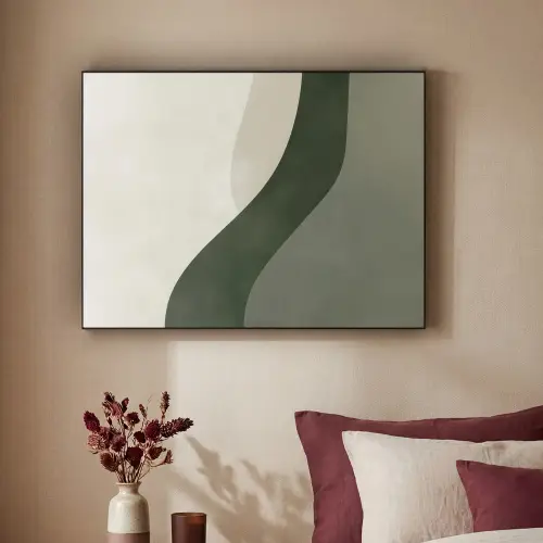 Japandi - Groen - Abstract - Modern Textielframe zwart klein -sfeer1