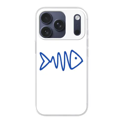 Vis - Minimalistisch - Blauw - Lijn Telefoonhoesje iPhone 17 Pro klein -3d