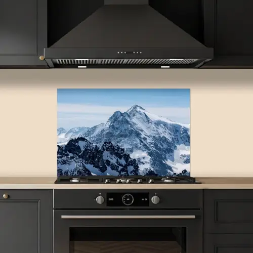 Landschap - Bergen - Sneeuw - Wit keuken achterwand spatscherm klein -sfeer1