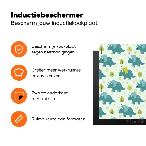 Triceratop - Blauw - Stippen - Boompjes Inductie beschermer vinyl 3mm klein -zzzzzzz-td-ups