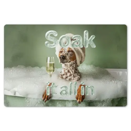 Soak it all in - Hond - Bad Placemat vinyl groot -zzsfeer1_Kitchenyeah-website