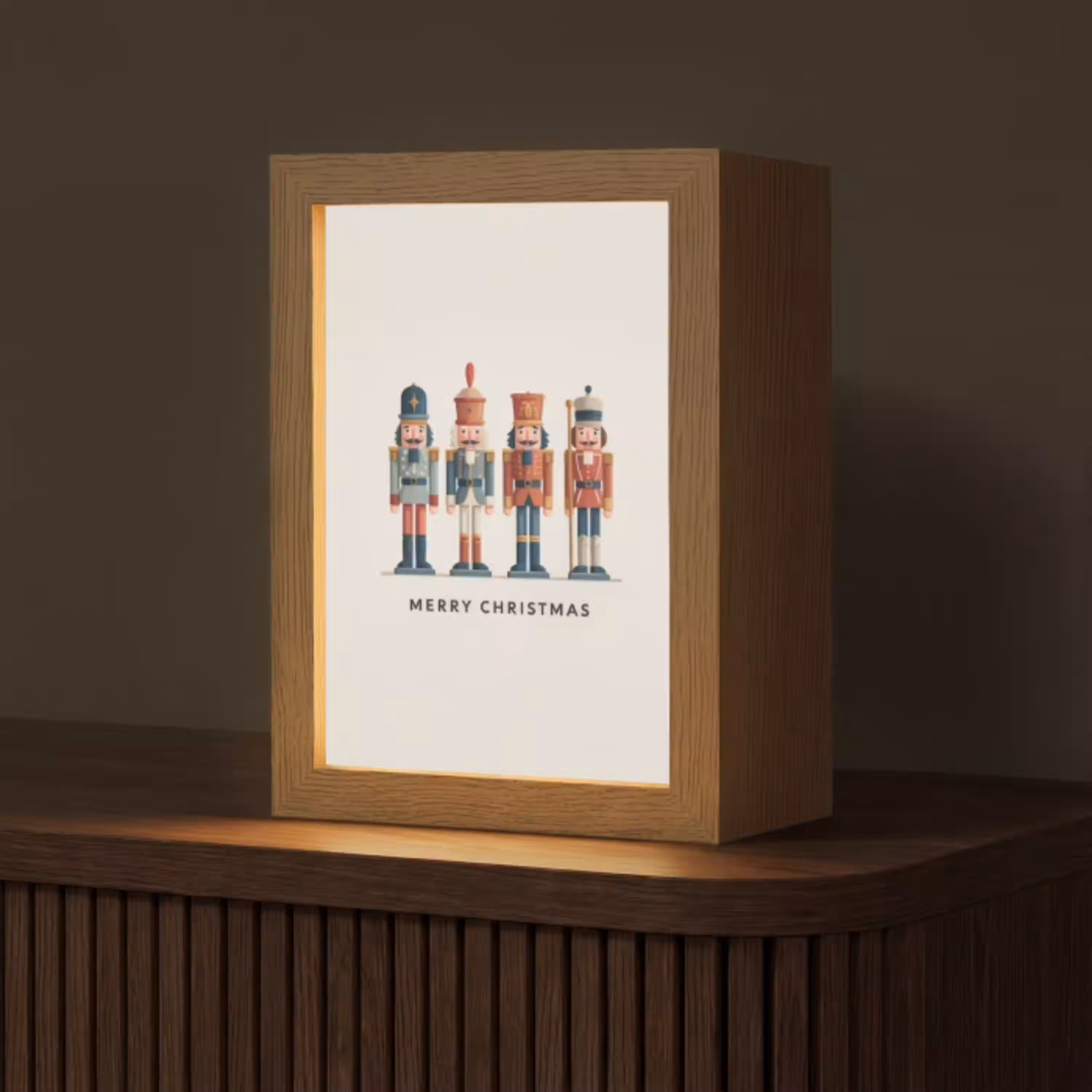 Notenkrakers - Minimalistisch - Kerst - Beige Light Box met kabel (Tafellamp) klein -z3d_website