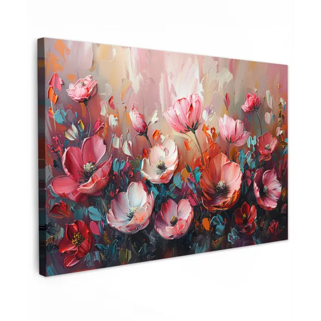 Klaprozen - Roze - Bloemen - Botanisch - Kunst canvas 2cm klein -z3d