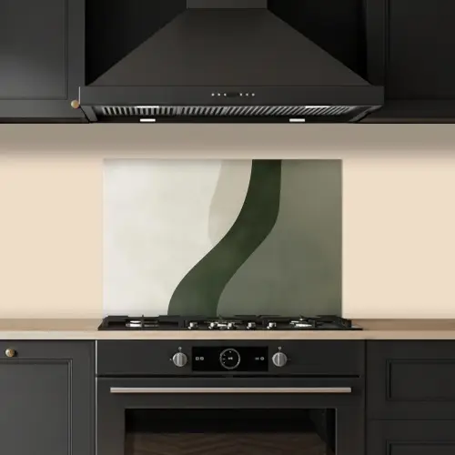 Japandi - Groen - Abstract - Modern keuken achterwand spatscherm klein -sfeer1