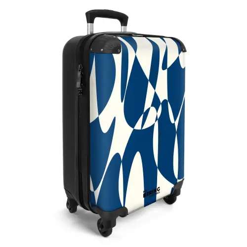 Abstract - Blauw/Witte vormen NBS - Handbagage koffer - Kinderen Unisex middel -productfoto_3d