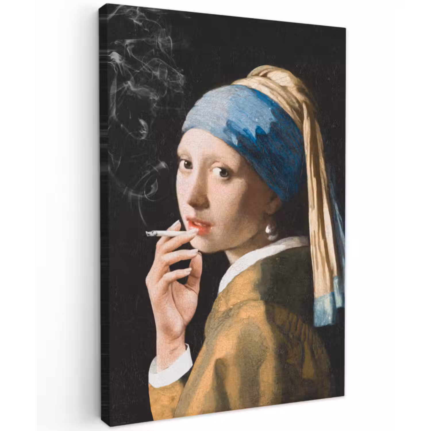 Canvas schilderij - Meisje met de parel - Johannes Vermeer - Sigaretten