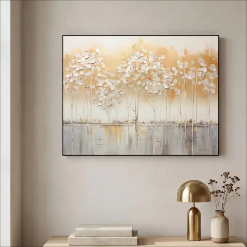 Bomen - Kunst - Acryl - Natuur Textielframe zwart klein -sfeer2