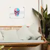 Schedel - Grafisch - Roze - Verdeeld tuinposter los doek klein -sfeer7