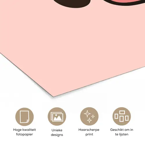 Varken - Roze - Minimalistisch poster papier klein -closeup_NL