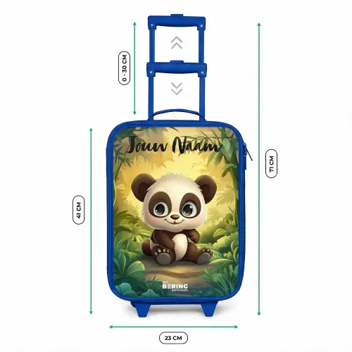 Panda - Bamboebos - Groen Kinderkoffer - Blauw klein -productfoto_formaten