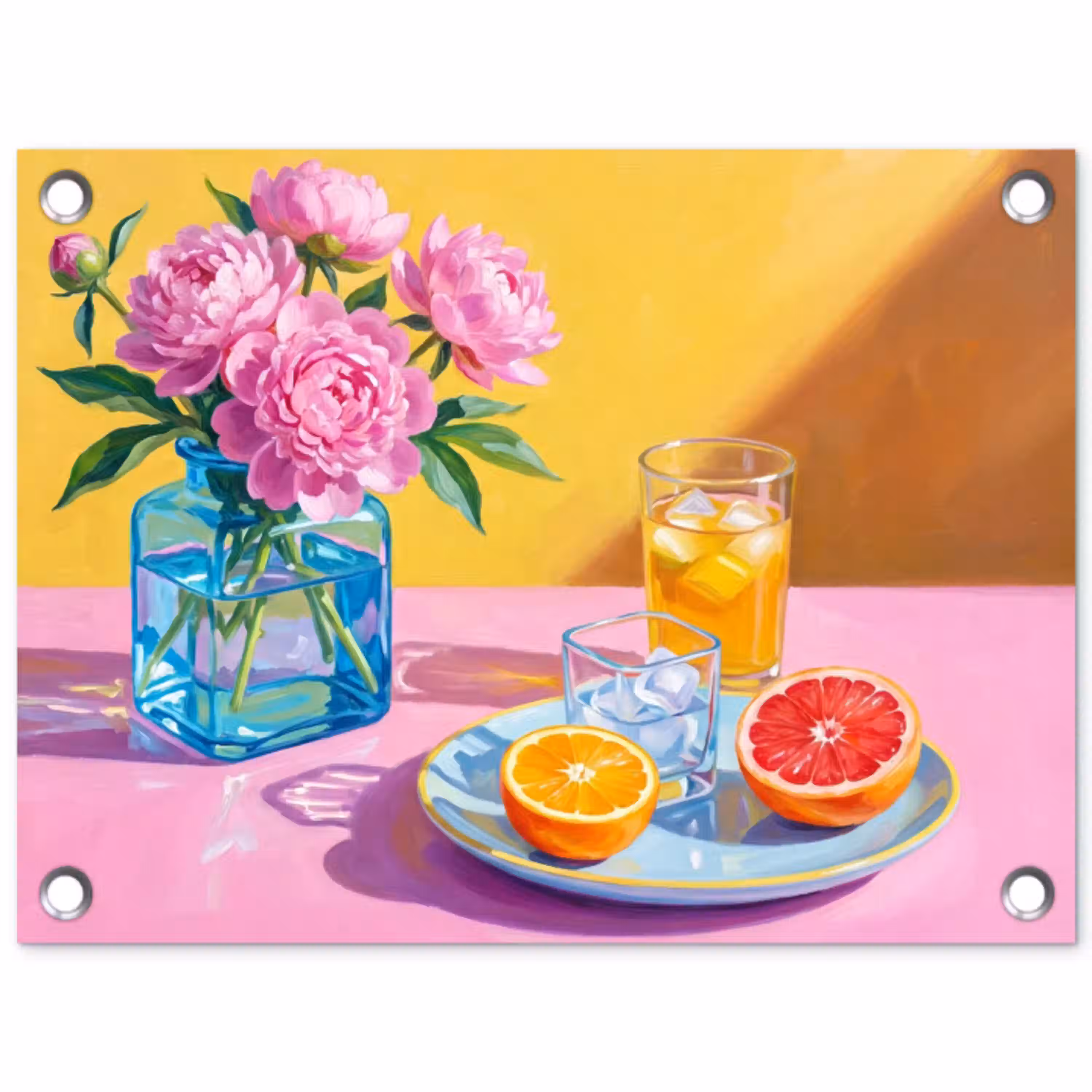 Bloemen - Roze - Modern tuinposter los doek klein -3d