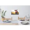 Koe - Zonsondergang - Bloemen - Gras - Dieren Muursticker klein -eettafel
