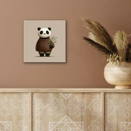 Panda - Blauwe bloemen - Zachtheid aluminium wit klein -sfeer4