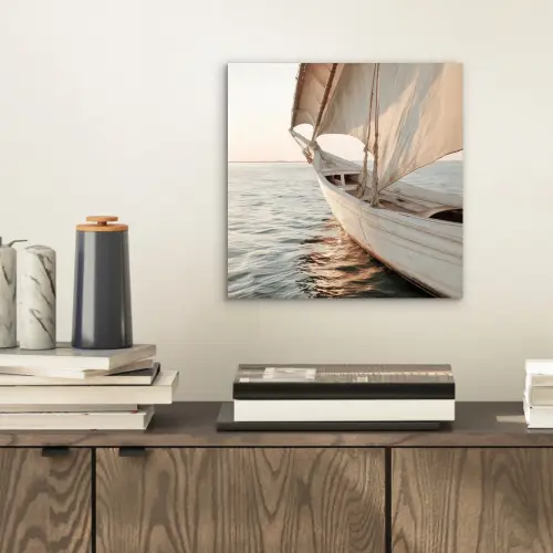 Zeilboot - Zee - Beige - Zon aluminium wit klein -sfeer1