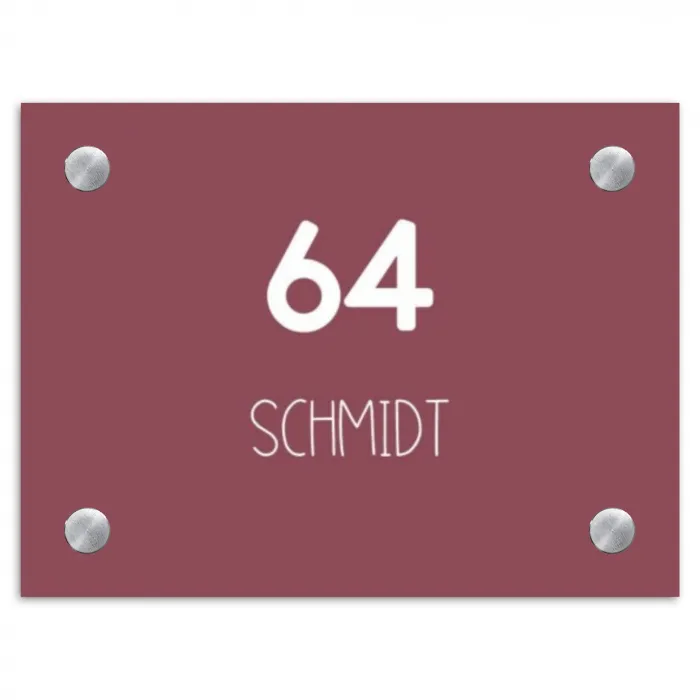 Donker oudroze - Modern Naambord Rechthoek middel -3d