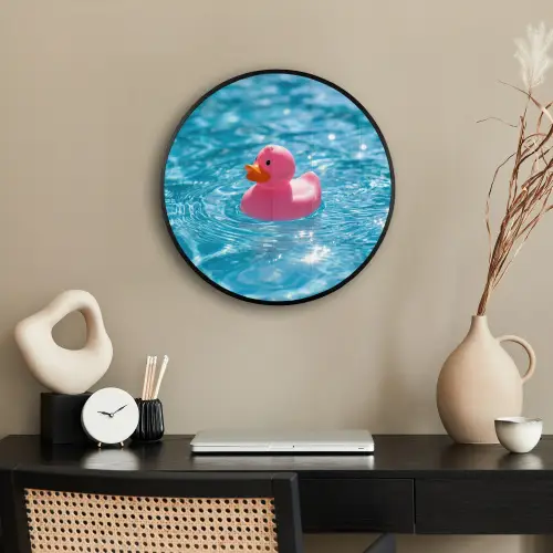 Badeend - Dobberend - Roze Fotolijst rond zonder passe partout klein -sfeer1