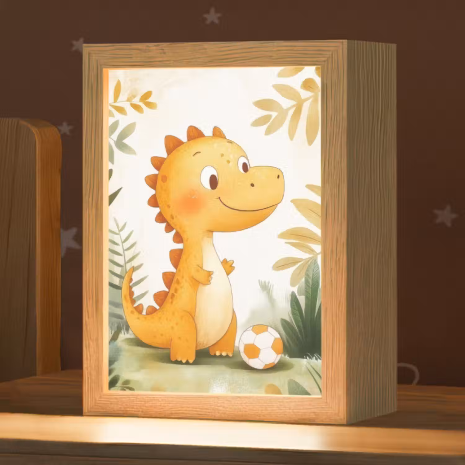 Nachtlicht Kinder - Dino - Fußball - Orange