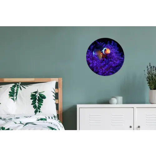 Koraal - Vis - Oranje - Zee Wandcirkel aluminium klein -slaapkamer