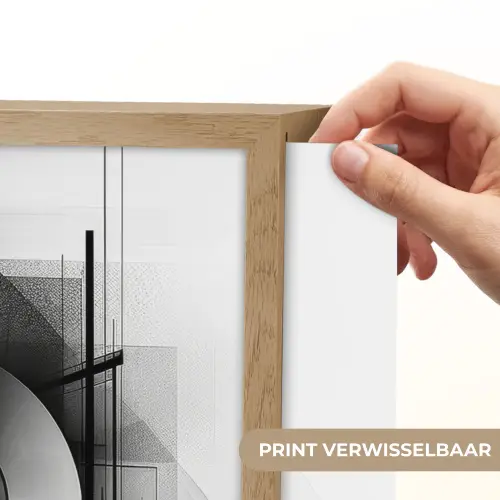 Abstract - Kunst - Modern - Zwart wit Light Box met batterij (Wandlamp) middel -USP_websiteprintNL