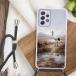 Kraanvogel - Natuur - Realistisch Hoesje Samsung Galaxy A52 5G met koord klein -sfeer4