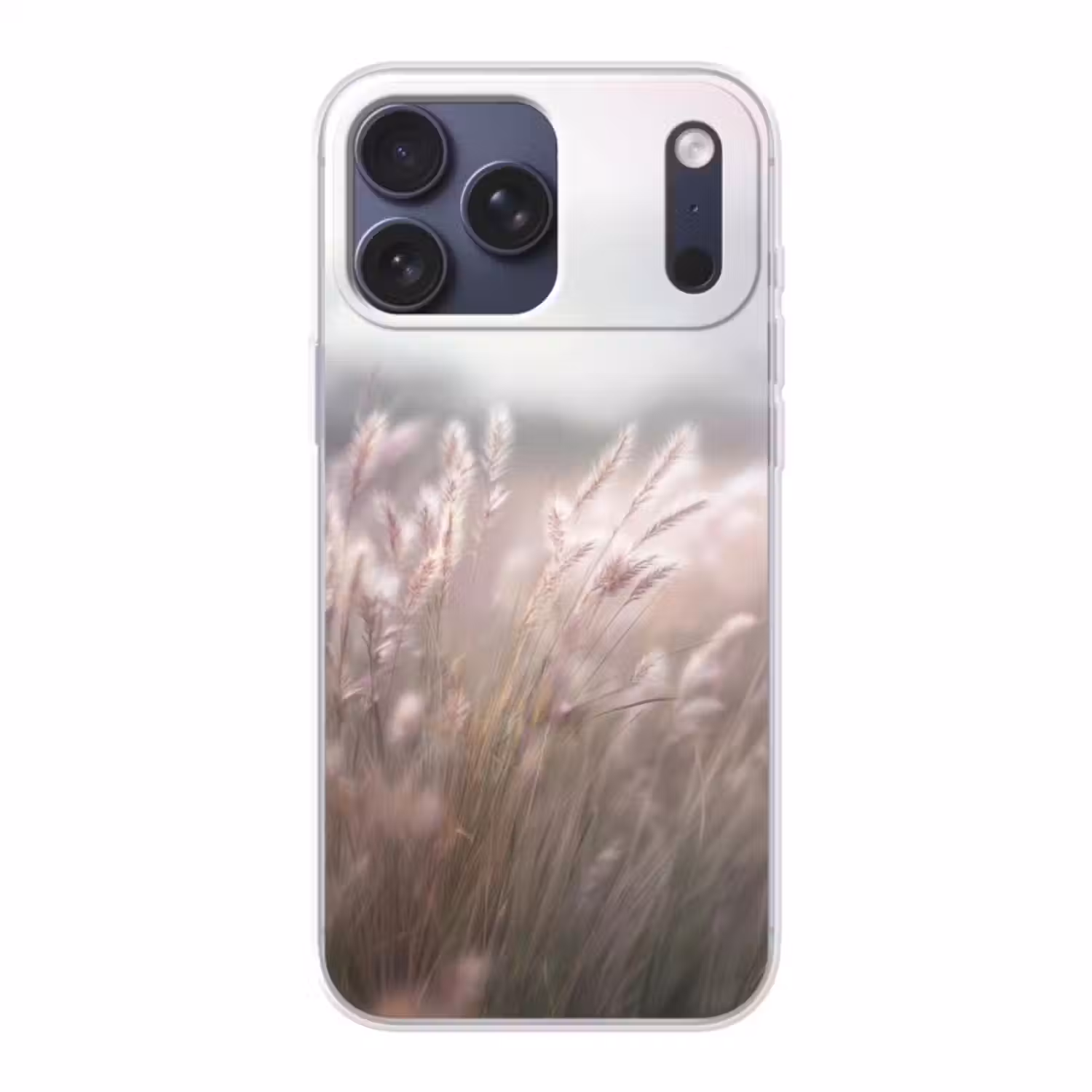 Telefoonhoesje Softcase - Graspluimen - Wind - Beige - Mistig