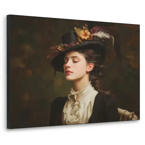Vrouw - Victoriaans - Portret Textielframe zwart klein -3d