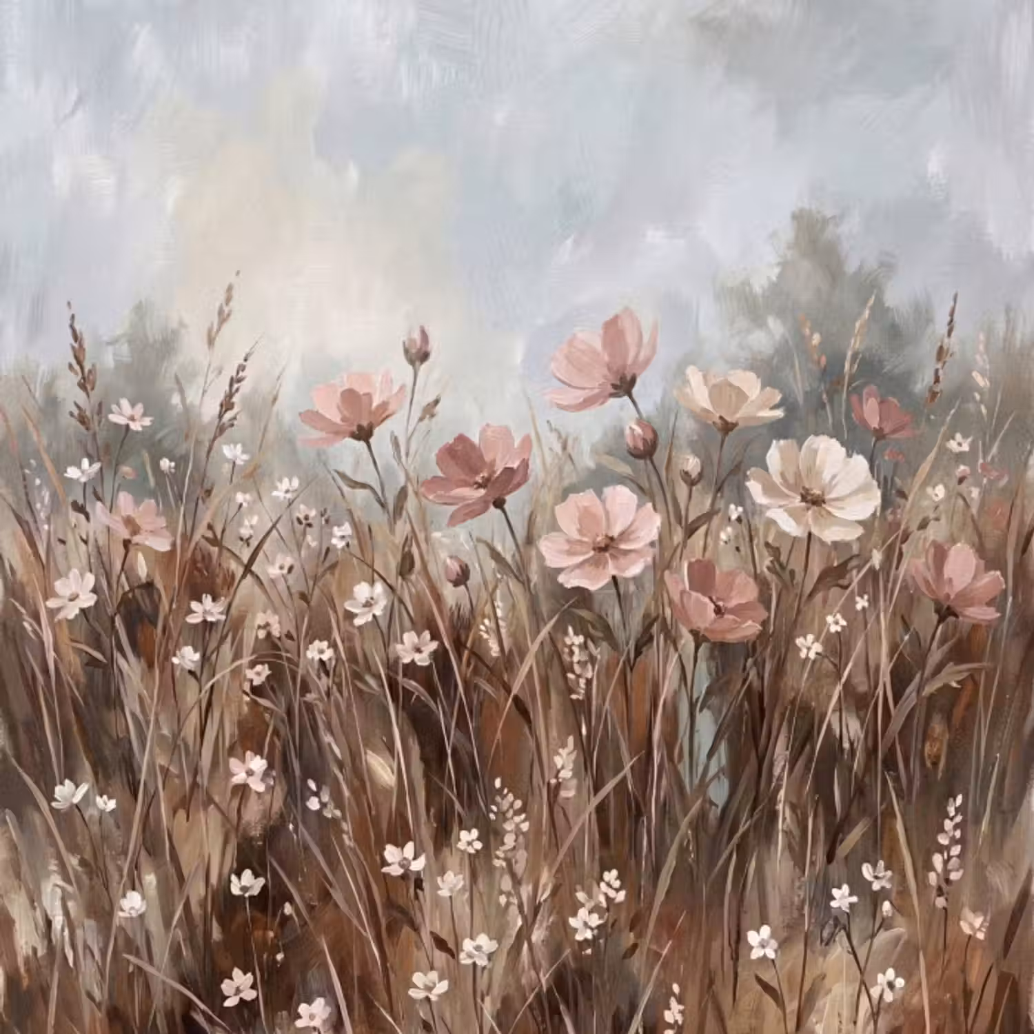 Behang - Bloemen - Botanisch - Schilderij - Pastel - Rustiek