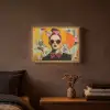 Vrouw - Bril - Strik - Retro Light Box met batterij (Wandlamp) middel -sfeer4