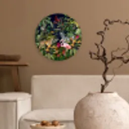 Jungle dieren - Natuur - Jongens - Meisjes - Flamingo - Zebra Wandcirkel kunststof plaat 5mm dik klein -sfeer1