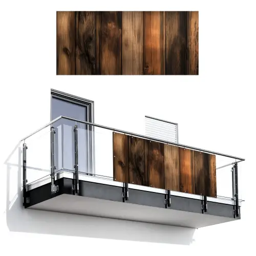 Hout - Rustiek - Donkere Planken Balkonbeschermer Duitsland klein -3d