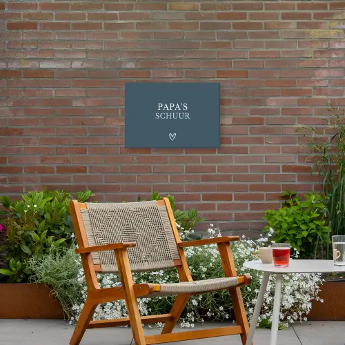 Papa's Schuur met Hart Tuinposter op houten frame 2 cm dik klein -sfeer3