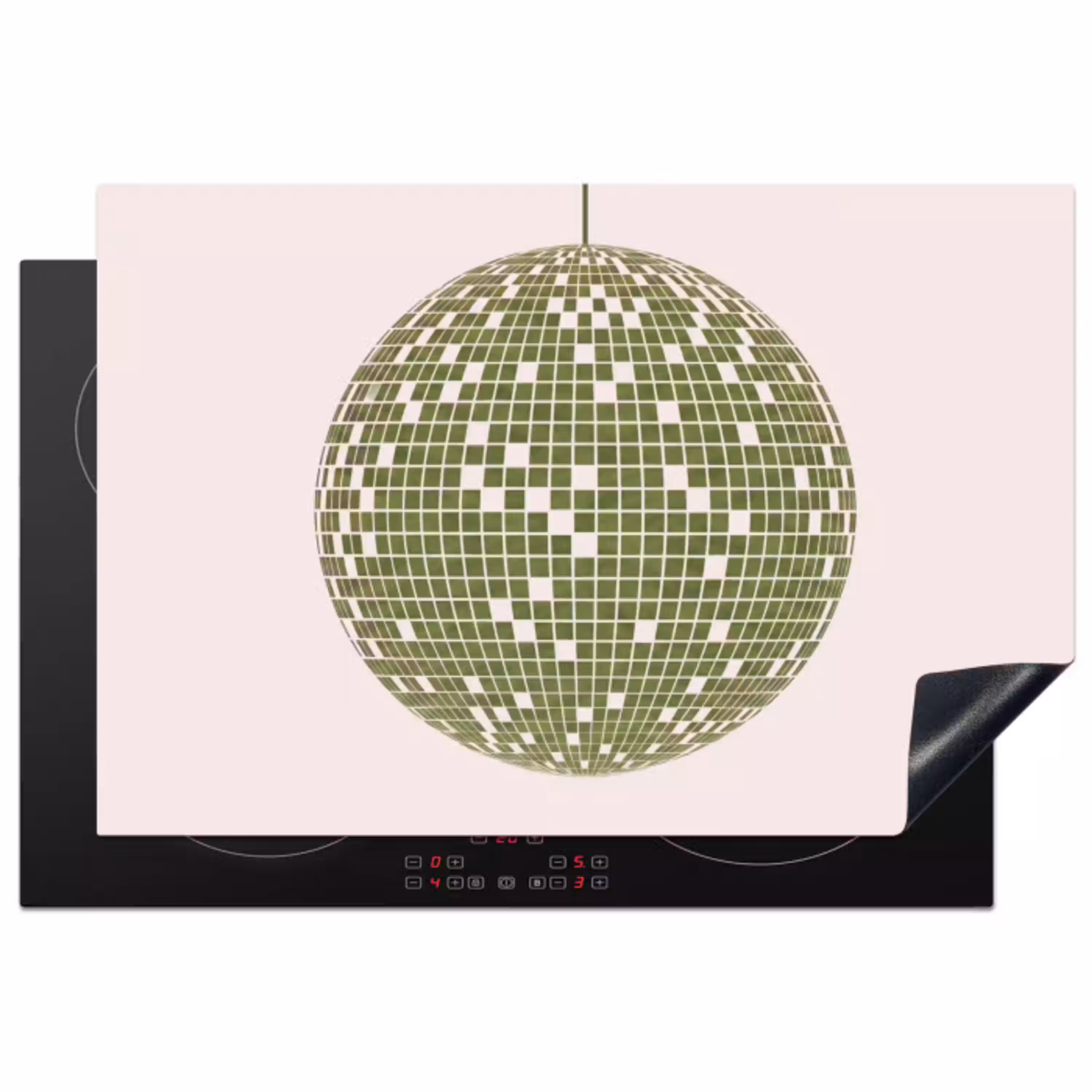 Disco - Bal - Groen - Abstract - Modern Inductie beschermer vinyl 3mm klein -3d
