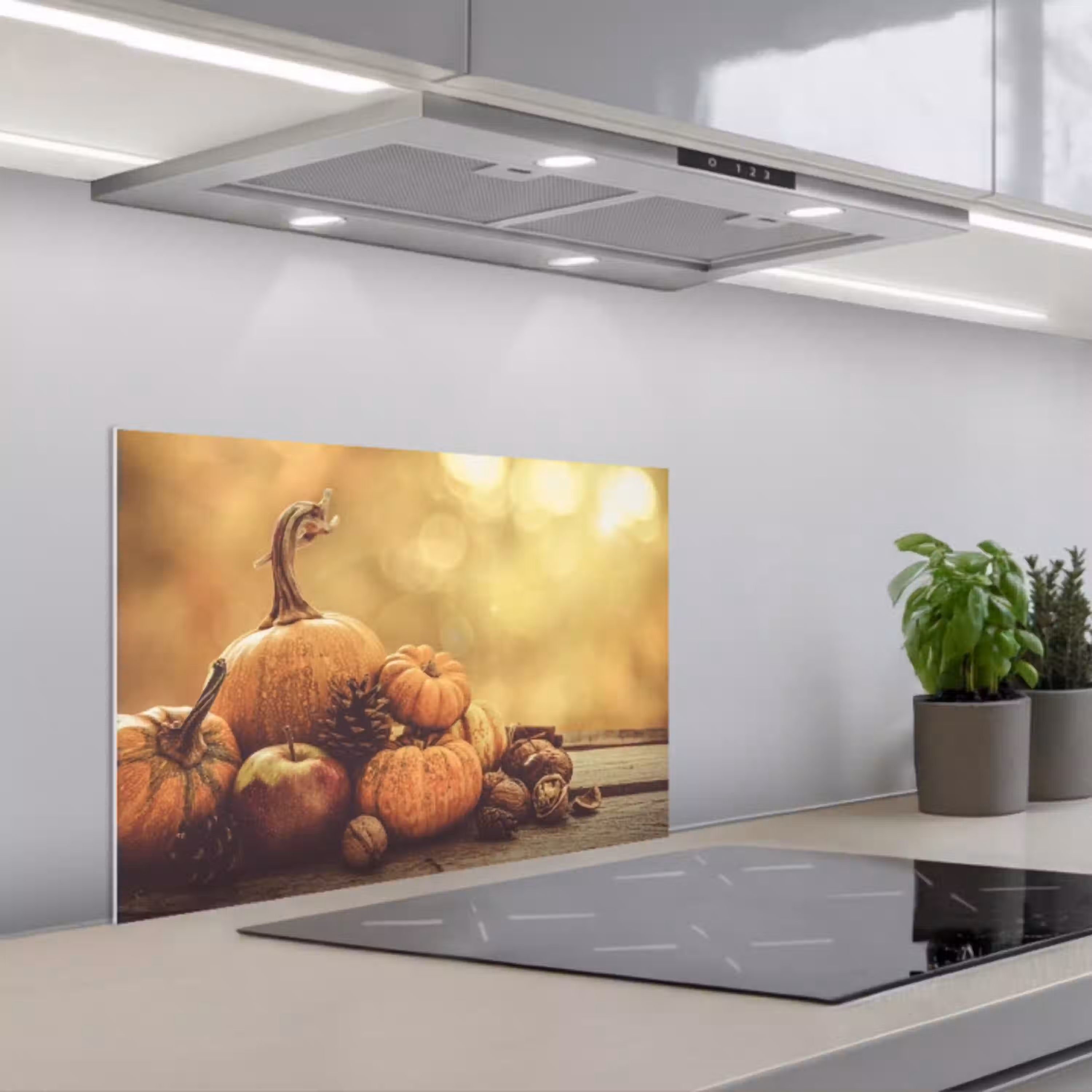 Pompoen - Herfst - Dennenappel - Fruit - Appel keuken achterwand spatscherm klein -3d_schuin