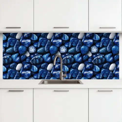 Luxe - Blauwe - Marmer - Stenen keuken achterwand 2 middel 871 -3d