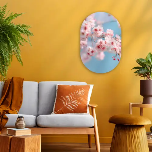 Takken - Bloesems - Roze Wandcirkel Ovaal Forex klein -sfeer4