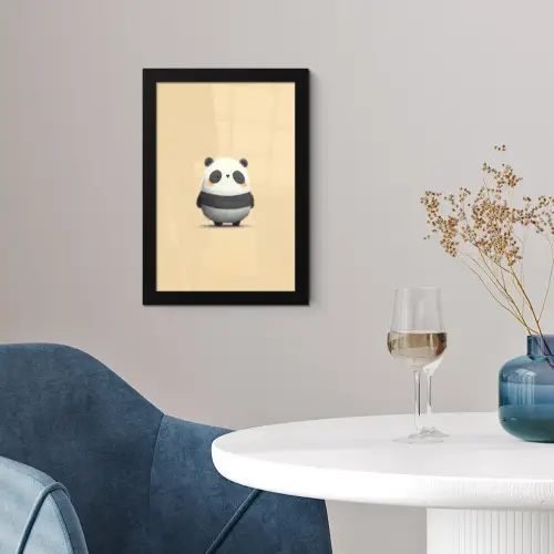 Panda - Beige - Minimalistisch fotolijst zwart zonder passe partout klein -sfeer4