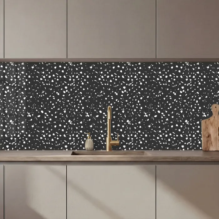 Terrazzo -  Patroon - Zwart - Wit keuken achterwand 2 middel 871 zz_3dshopping