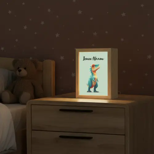 Cartoon - Dino - Oranje - Stekels Light Box met kabel (Kinderlampje) klein -sfeer1_kind
