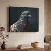 Duif - Bloemen - Zwart Textielframe - compleet frame klein -sfeer3