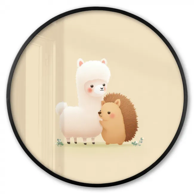 Photo Frame Round - Alpaca - Hedgehog - Brown - Cuddly