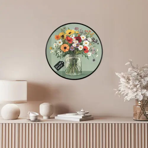Bloemen - Vaas - Kaartje Fotolijst rond zonder passe partout klein -sfeer3